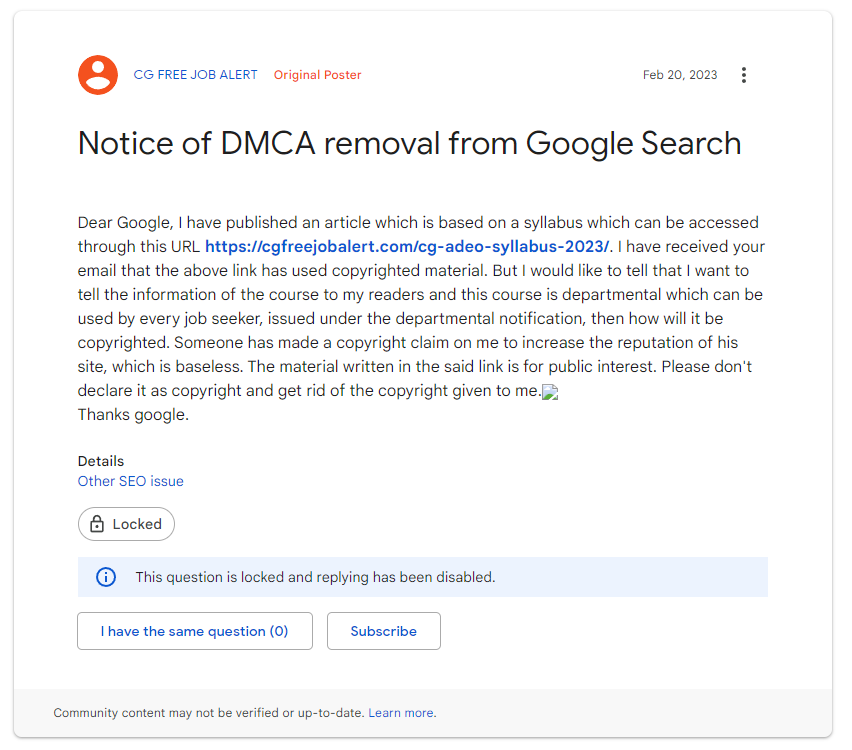 پیغام dmca در سرچ کنسول چیست؟
